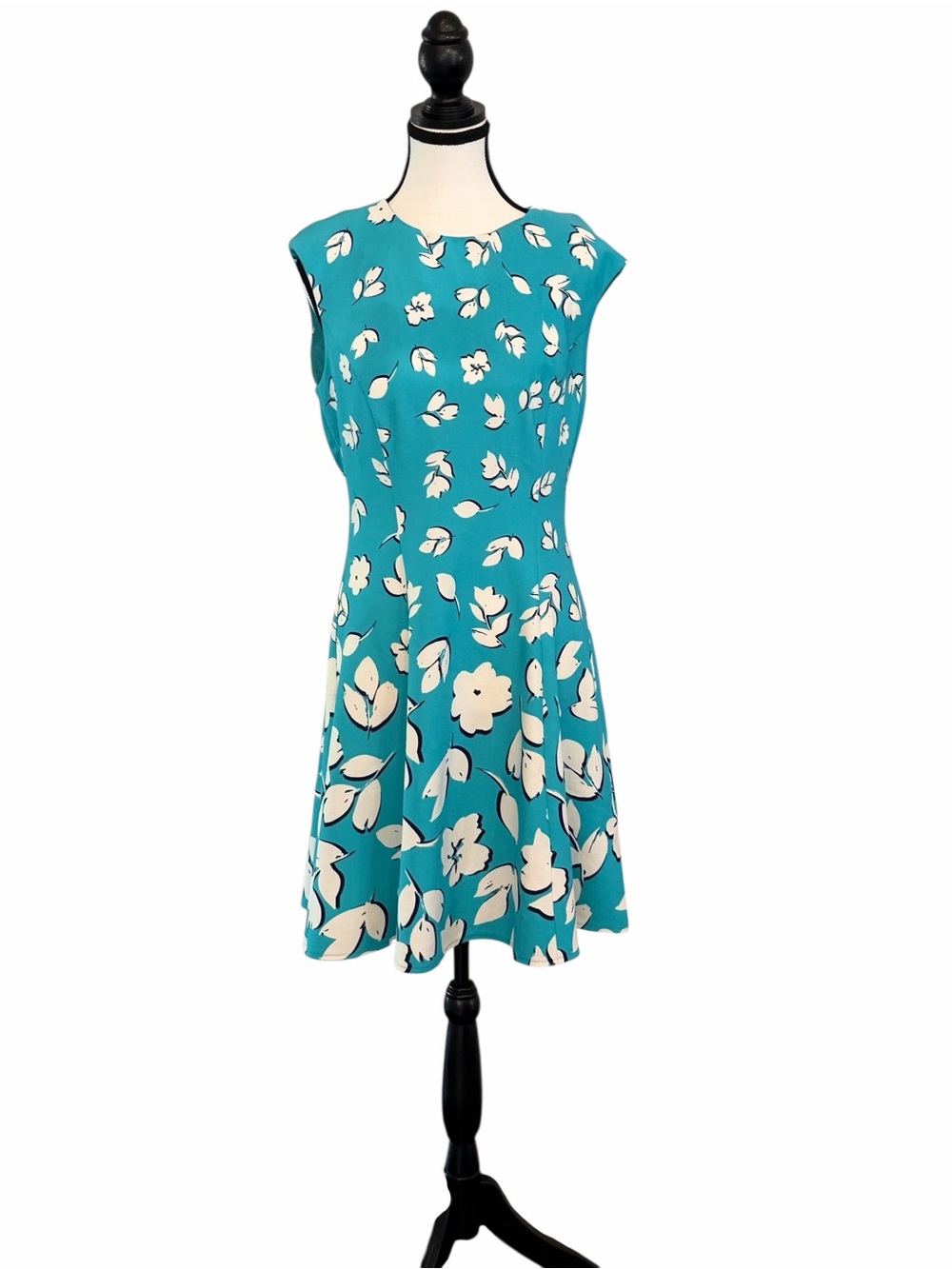 NWT London Times Petite Teal Floral Fit & Flare Dress Size 6P